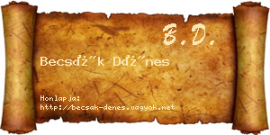 Becsák Dénes névjegykártya