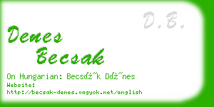 denes becsak business card